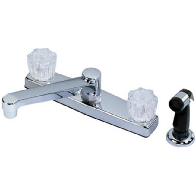 Chrome 2-Handle Kitchen Faucet with Acrylic Handles and Spray