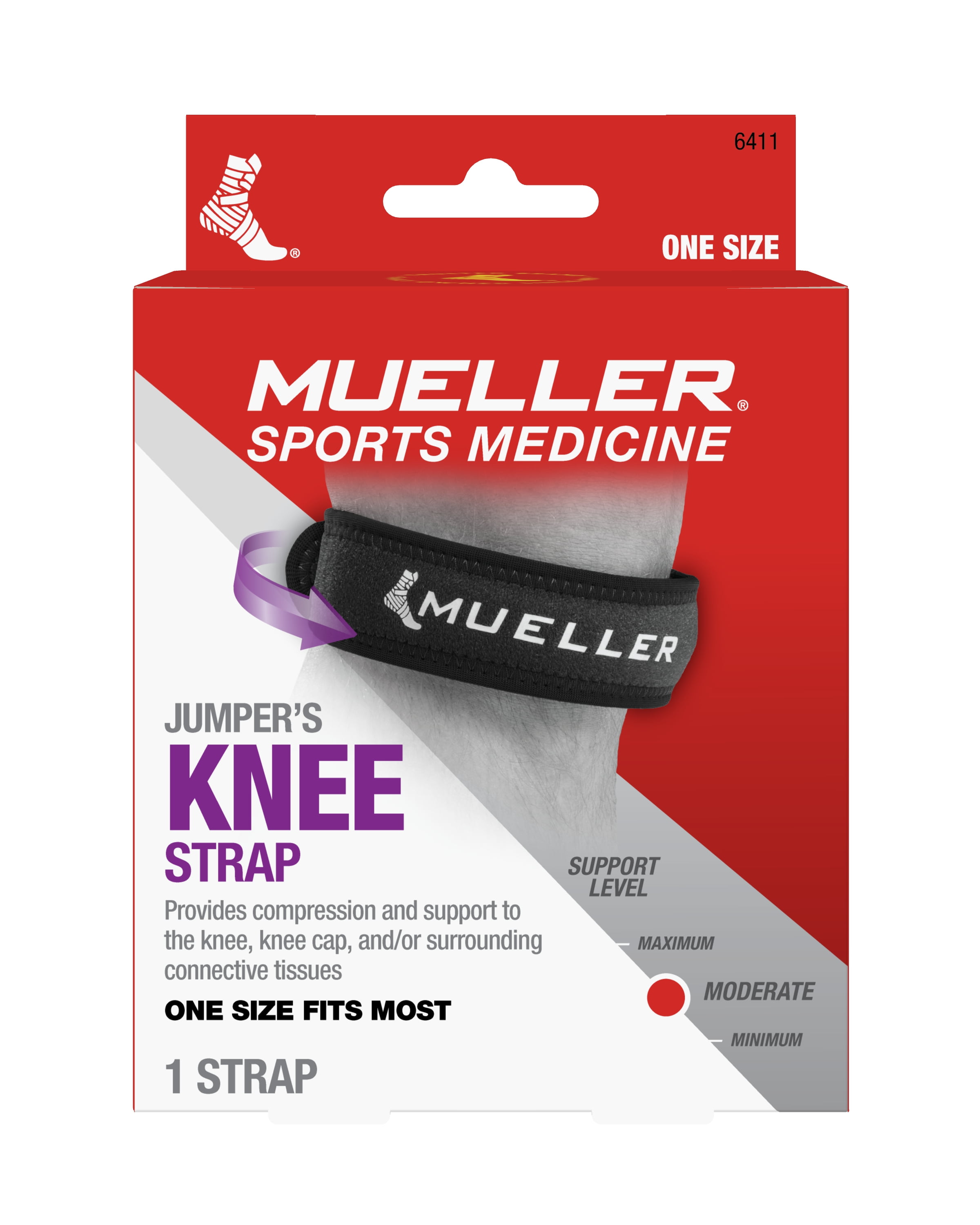 Mueller Jumper's Knee Strap, Unisex, One Size Fits Most, Black