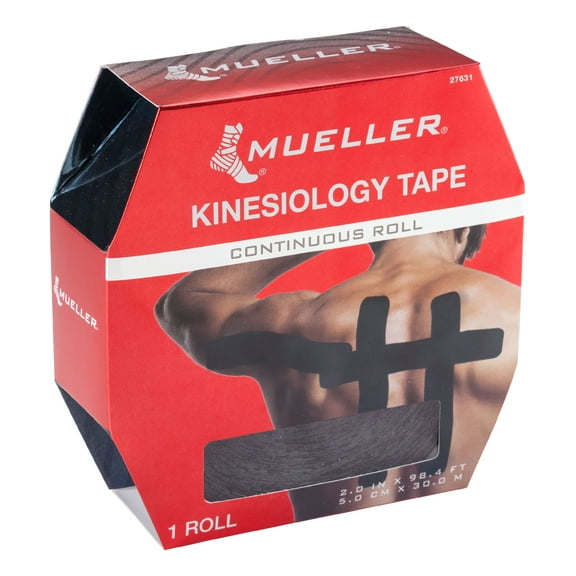 Mueller Kinesiology Tape, 2" x 98.4 ft (30 Meter) Continuous Roll, Black