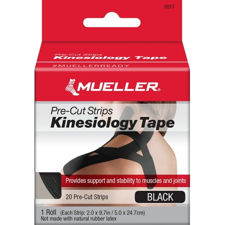 product image of Mueller Kinesiology Tape, Pre-Cut Strips, Black, 20-count