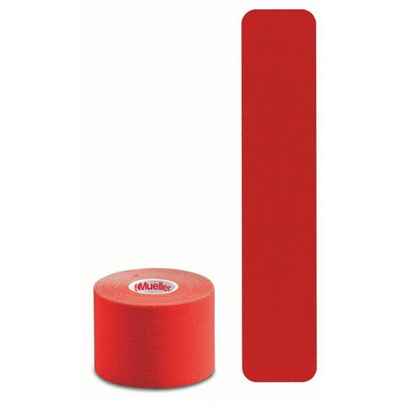Mueller Kinesiology Tape, Precut I-Strip Roll, 20 strips, Red