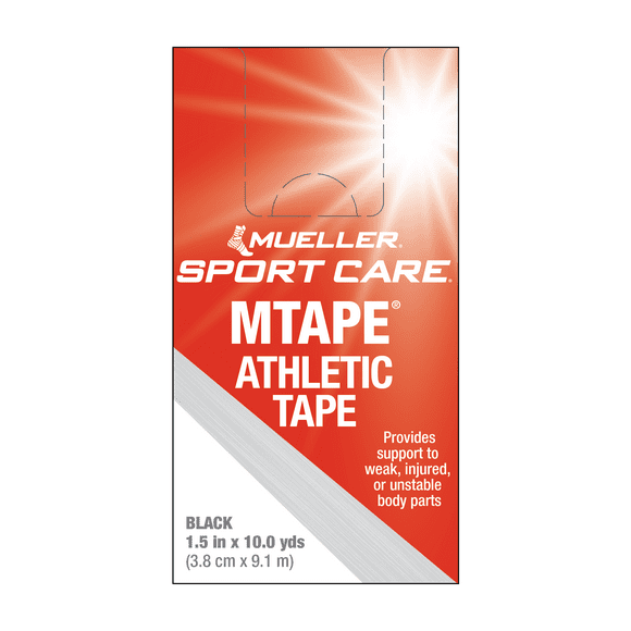 Mueller MTape Athletic Tape, Single Roll, Black, 10yd