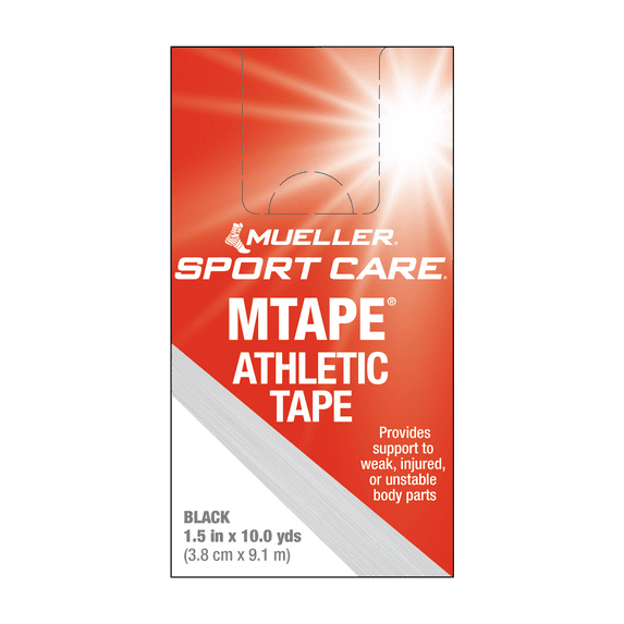 Mueller MTape Athletic Tape, Single Roll, Black, 10yd