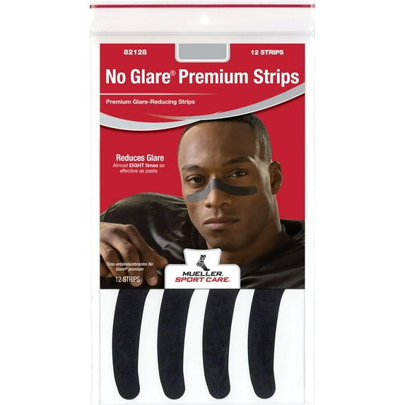 Mueller No-Glare Premium Glare-Reducing Strips, Black, 12 Count