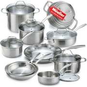 Mueller Pots and Pans Set 17-Piece Ultra-Clad Pro Stainless Steel Cookware Set