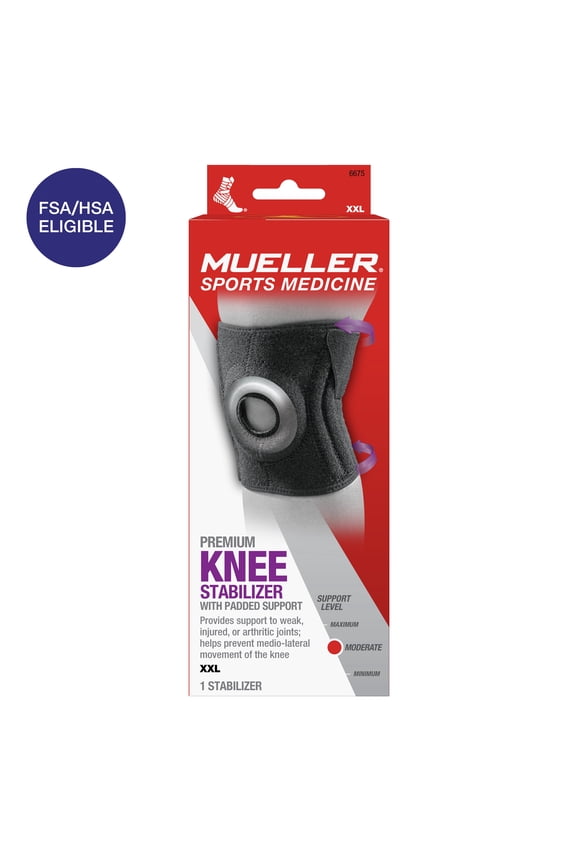 Premium Knee Stabilizer with Padded Support, Black, XXL