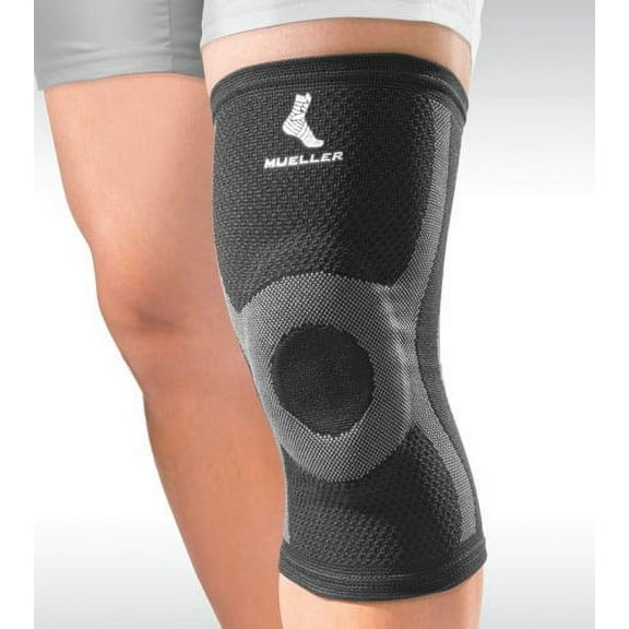 Mueller Premium Knit Knee Support with Gel Pad, XXL, Black/Gray
