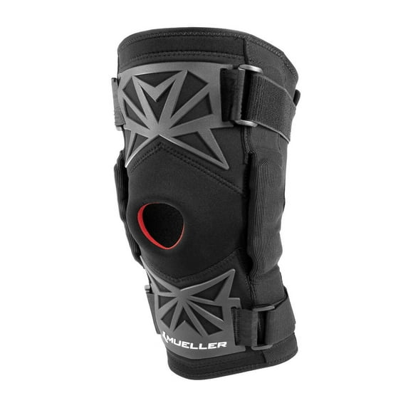 Mueller Pro Level Hinged Knee Brace Deluxe, Black, Large (16in-18in)