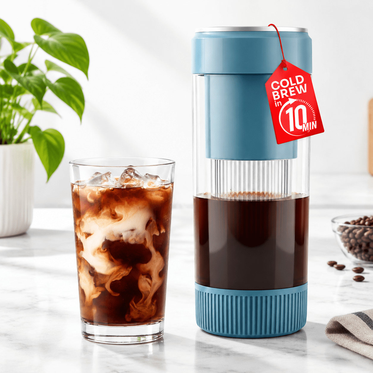 Mueller Rapidbrew Cold Brew Iced Coffee Maker Mineral Blue - Walmart.com
