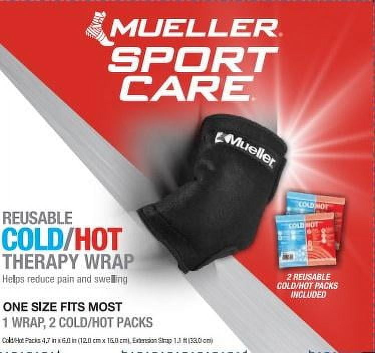 Mueller Reusable Cold/Hot Therapy Wrap, Unisex, Black, 2 Cold/Hot Packs