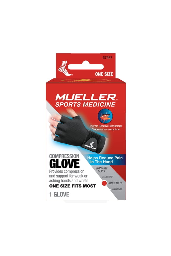 Mueller Reversible Compression Glove, Black, Unisex, One Size Fits Most