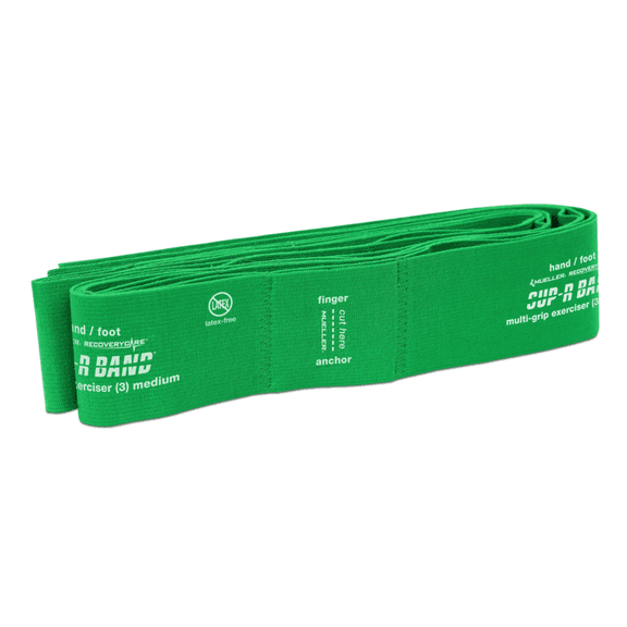 Mueller SUP-R BAND Multi-Grip Resistance Exerciser: 7-loop / 6 yds. / Medium Resistance (Green) medium