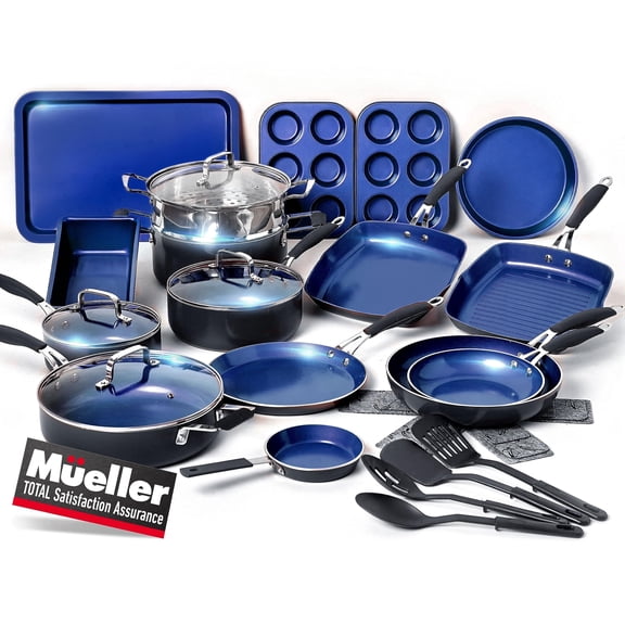 Mueller Sapphire UltraClad Kitchen Induction Pots and Pans Set Nonstick Induction Cookware Sets, 24 Piece