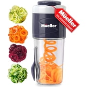 Mueller - Spiralizer - Veggie Pasta Maker - Salad To Go Cup - All-In-One Food Prepper, with Fork, Salad Dressing/Spice-Nut Containers