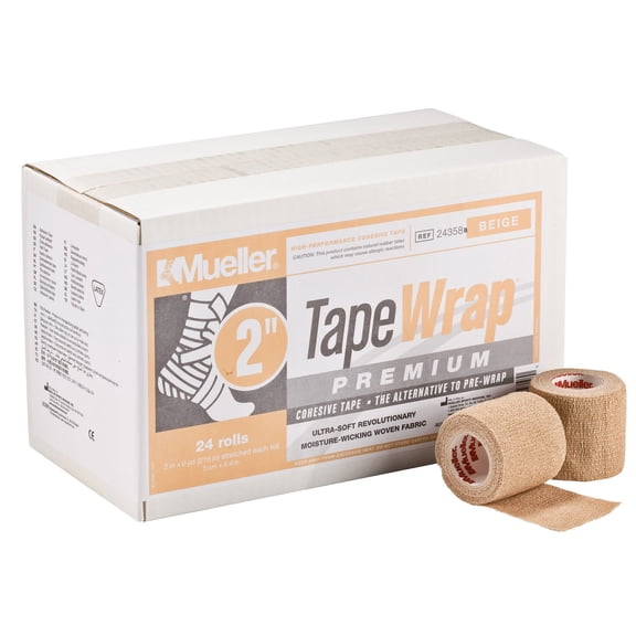 Mueller TapeWrap Premium, Beige, 2" x 6 yd, Case of 24 Rolls