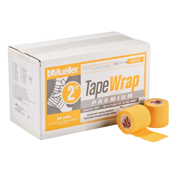 Mueller TapeWrap Premium, Gold, 2" x 6 yd, Case of 24 Rolls