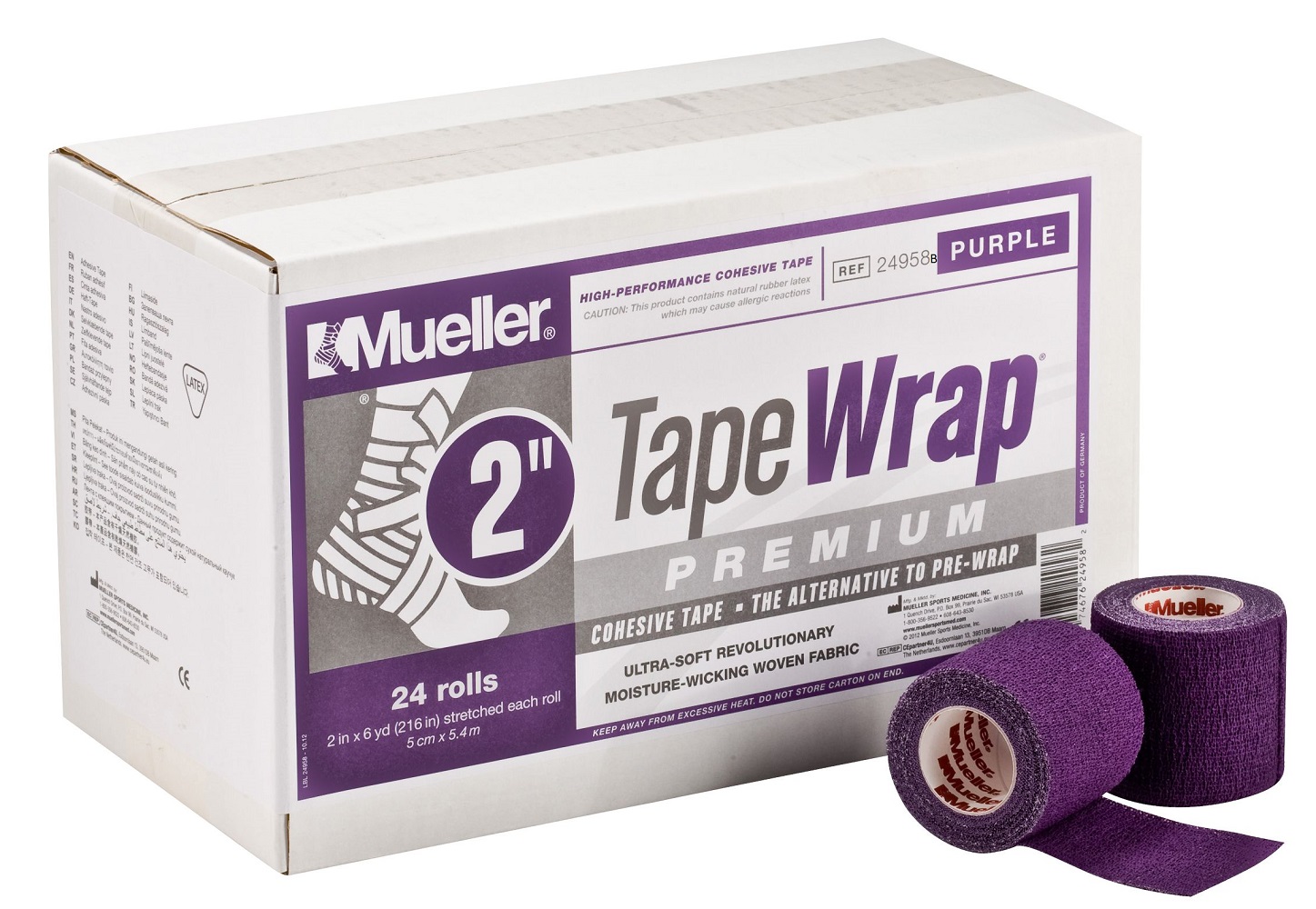 Mueller M Wraps Sottobenda In Schiuma Protettiva, 2 Rotoli Viola, 2 3/4" X 30 Iarde, Per Sport E Pelle