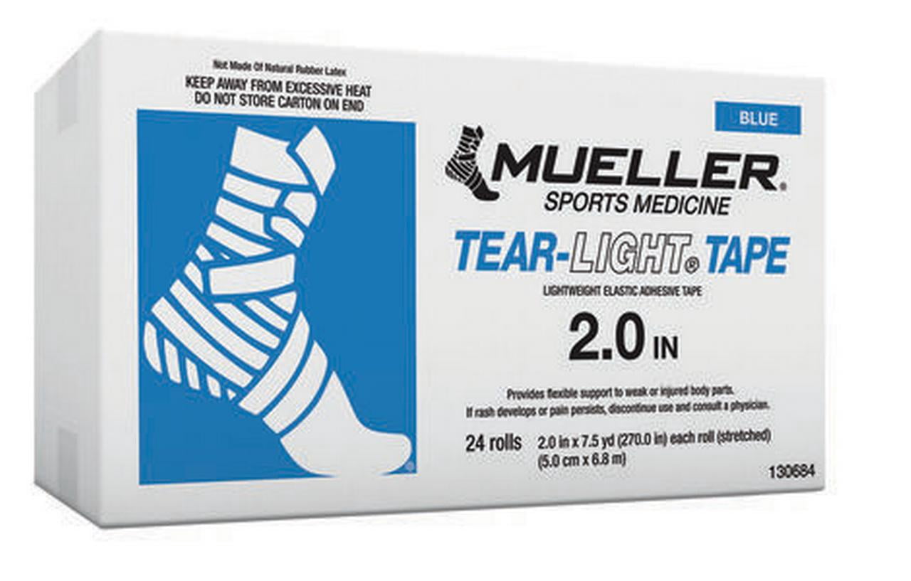 Mueller Tear-Light Tape, Blue, 2" x 7.5 yd, Stretched 24 rolls/cs