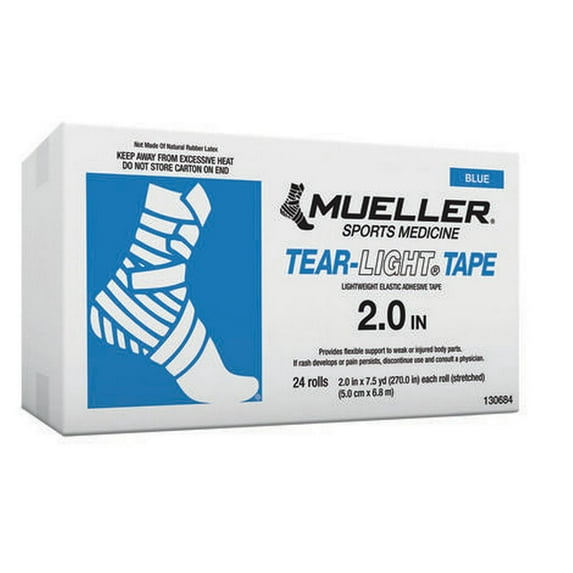 Mueller Tear-Light Tape, Blue, 2" x 7.5 yd, Stretched 24 rolls/cs