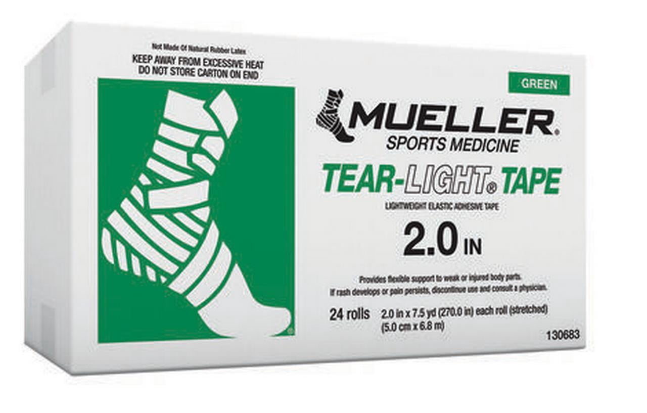Mueller Tear-Light Tape, Green, 2" x 7.5 yd, Stretched 24 rolls/cs