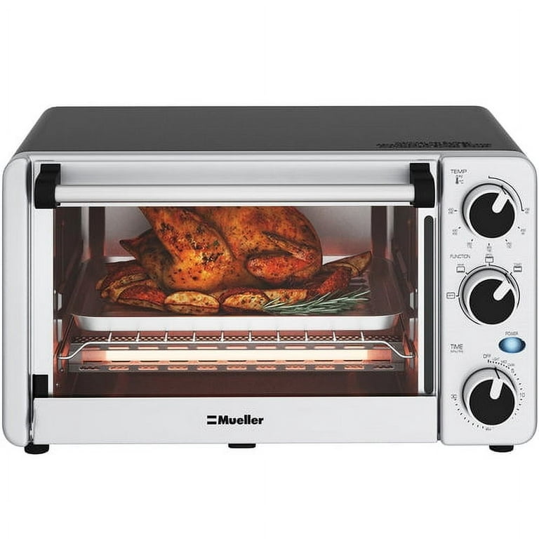 Mueller Toaster Oven with 30 Minute Timer - Toast - Bake -  Broiler Settings, Stainless Steel, Natural Convection, Fits 9 inch Pizza, 4  Slice Toaster, 1100 W : Home & Kitchen