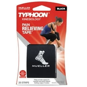 Mueller Typhoon Kinesiology Therapeutic Tape, Black, 20 Precut I-Strips