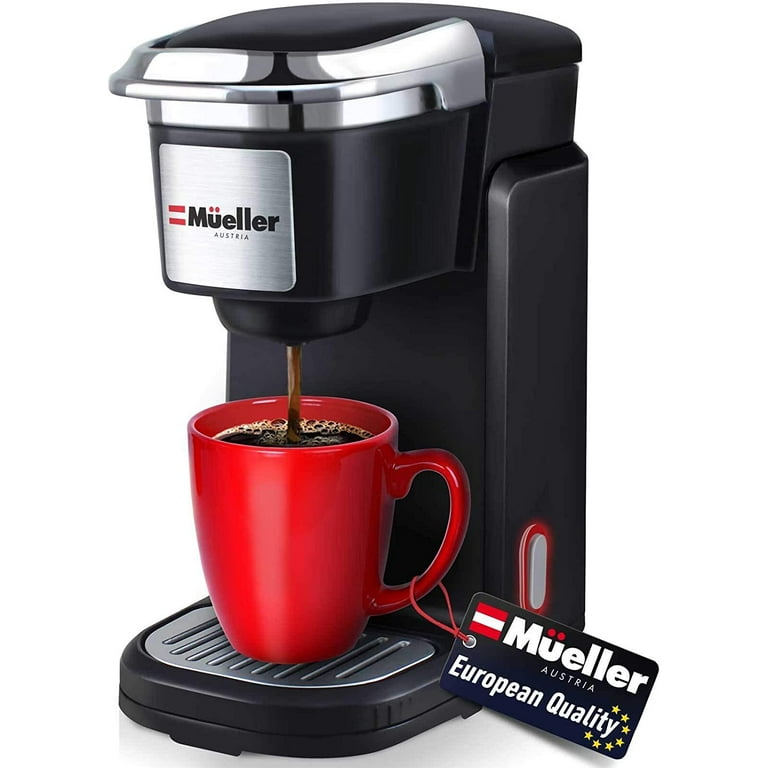 Mueller Ultimate Single Serve Coffee Maker, Personal Coffee Brewer Machine  for Single Cup Pods & Reusable Filter, 10oz Water Tank, Quick Brewing, One  Touch Operation, Compact Size,for Home,Office, RV 