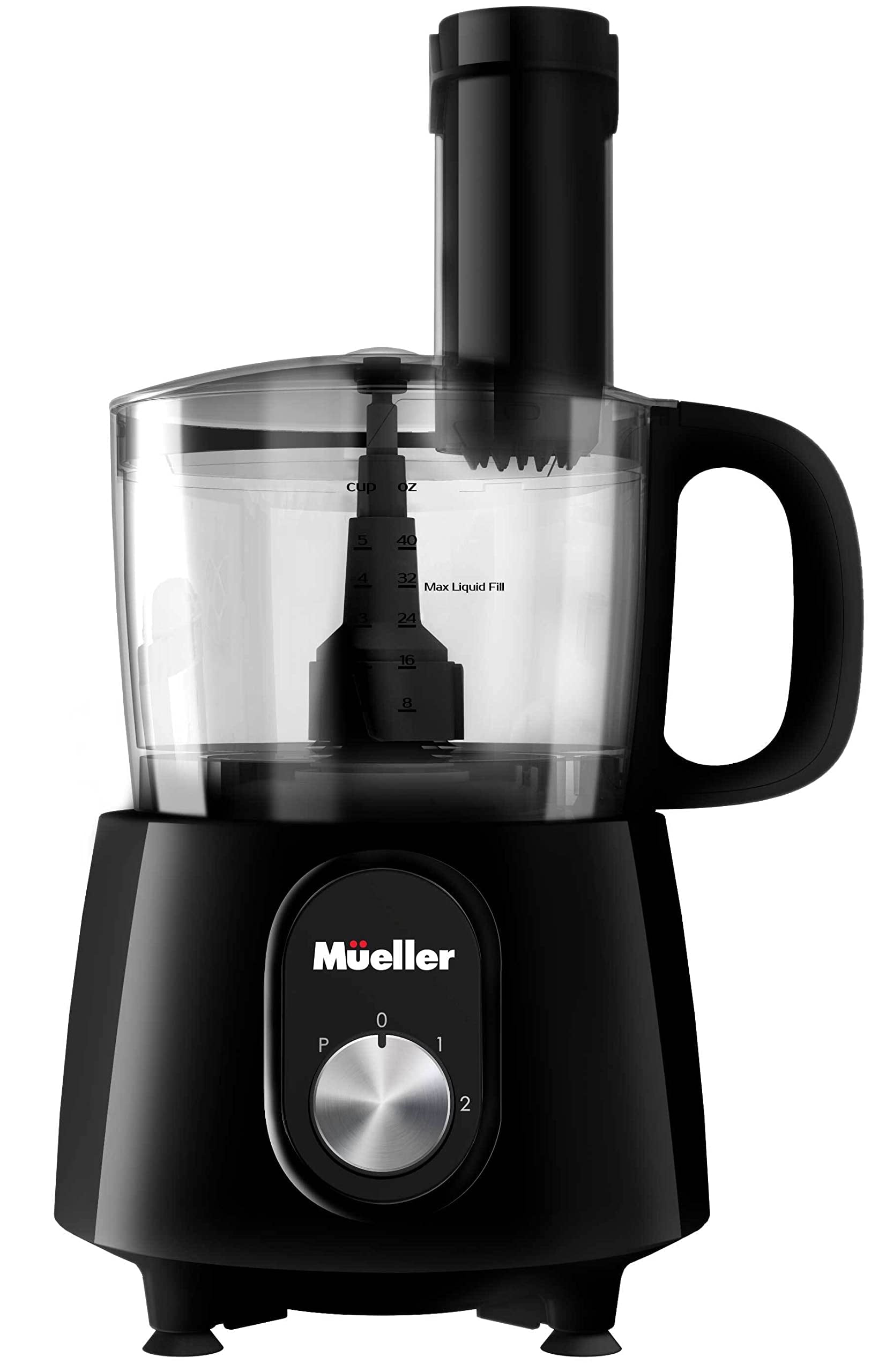 Mueller Ultra Prep Food Processor Chopper for Dicing, Grinding, Whipping and Pureeing, Food Chopper for Vegetables, Meat, Grains, Nuts and Whisk for Eggs and Cream, 8 cup, Black