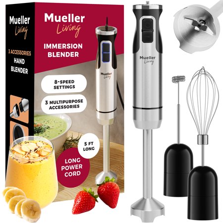 Mueller Ultra-Stick 500 Watt 9-Speed Handheld Immersion Hand Blender with Attachments