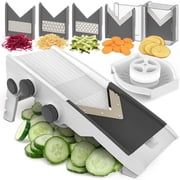MuellerLiving 5-in-1 Adjustable Mandoline Food Slicer with Stainless Steel Blade for Kitchen - Black