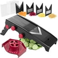 thumbnail interactive-video image 1 of MuellerLiving 5-in-1 Adjustable Mandoline Food Slicer with Stainless Steel Blade for Kitchen - Black, 1 of 12