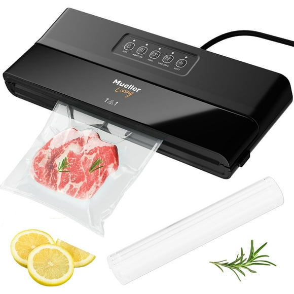 Mueller Vacuum Sealer Machine, Fully Automatic & Compact, Starter Kit with Vacuum Seal Bags/Roll, LED Light Indicators, Preserve, Marinate, Sous Vide