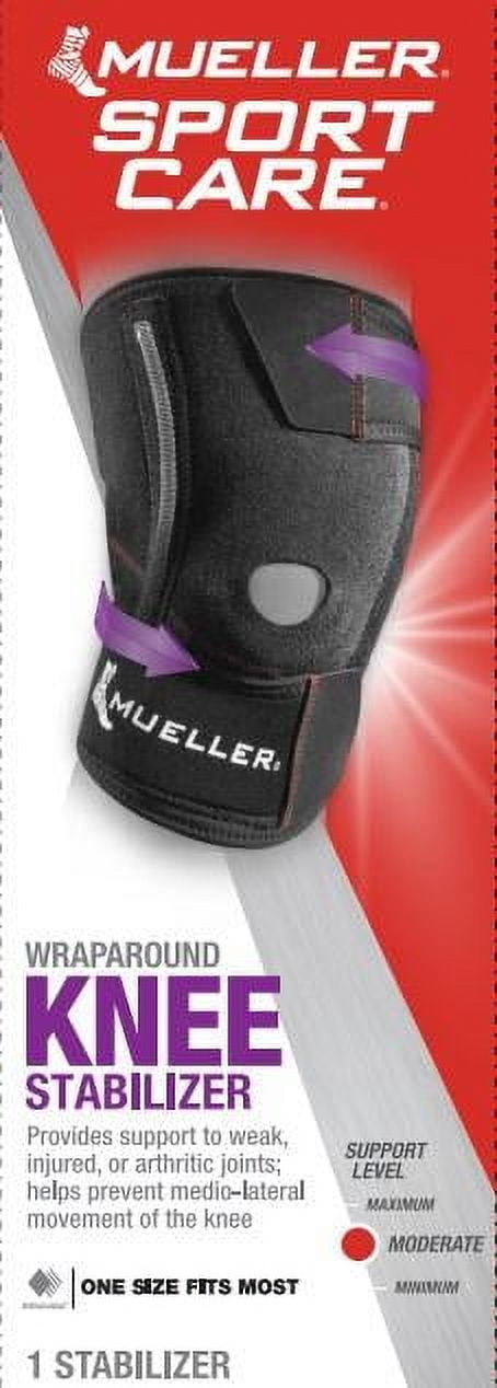 Mueller Wrap Around Knee Stabilizer, One Size Fits Most, Black