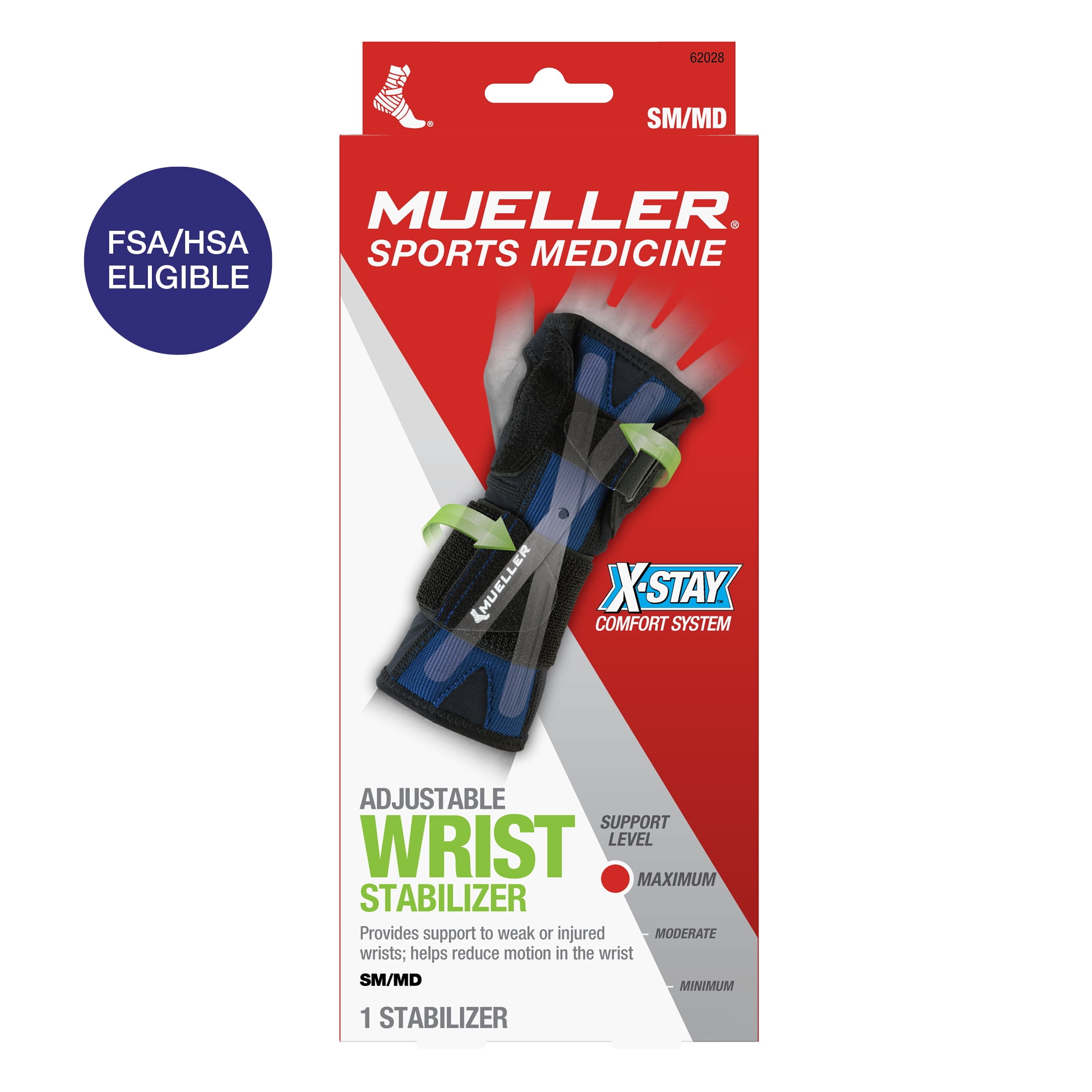Mueller X-Stay Wrist Stabilizer, Black, Small/Medium
