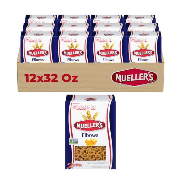 Muellers Elbow Macaroni (12-Pack, 32 oz Each)  A classic, versatile pasta made for delicious meals, from mac and cheese to pasta salads.