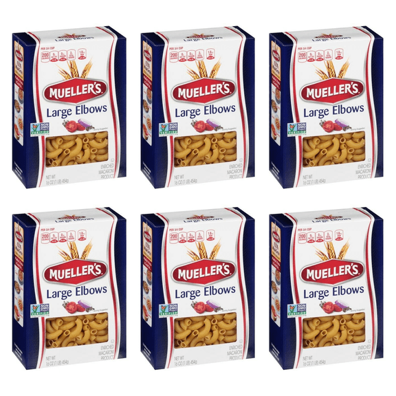 Mueller's Elbows Large 16 oz (Pack of 6)