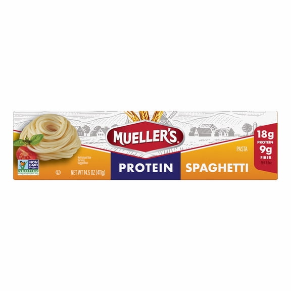 Mueller's Protein Spaghetti - Meatless Mondays Everyone Actually Looks Forward To, 14.5 oz (20-Pack)