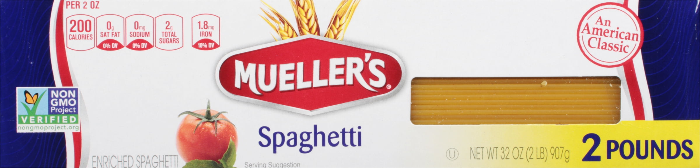 Mueller's Sodium-Free, Cholesterol-Free Spaghetti Pasta, 32 oz (Shelf-Stable)