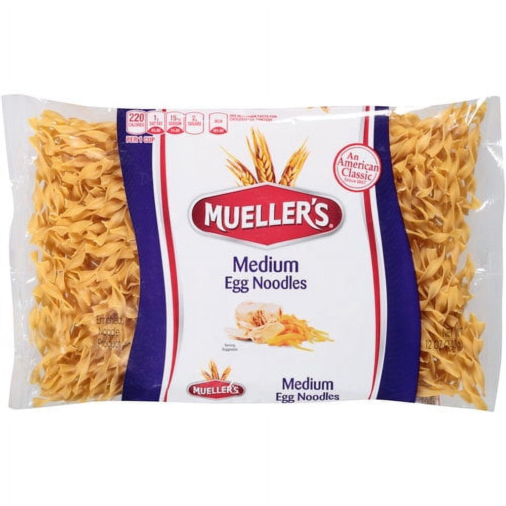 Mueller's Sodium-Free, Low-Cholesterol Medium Egg Noodle Pasta, 12 oz (Shelf-Stable)