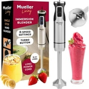 MuellerLiving Immersion Handheld Blender, 8-Speed Stainless Steel Hand Blender with Turbo Mode