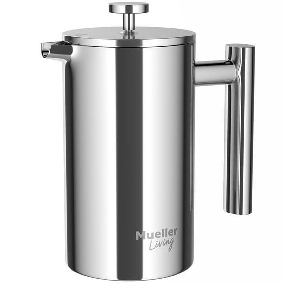 MuellerLiving Stainless Steel French Press Coffee Maker 20oz with 4 Level Filtration System