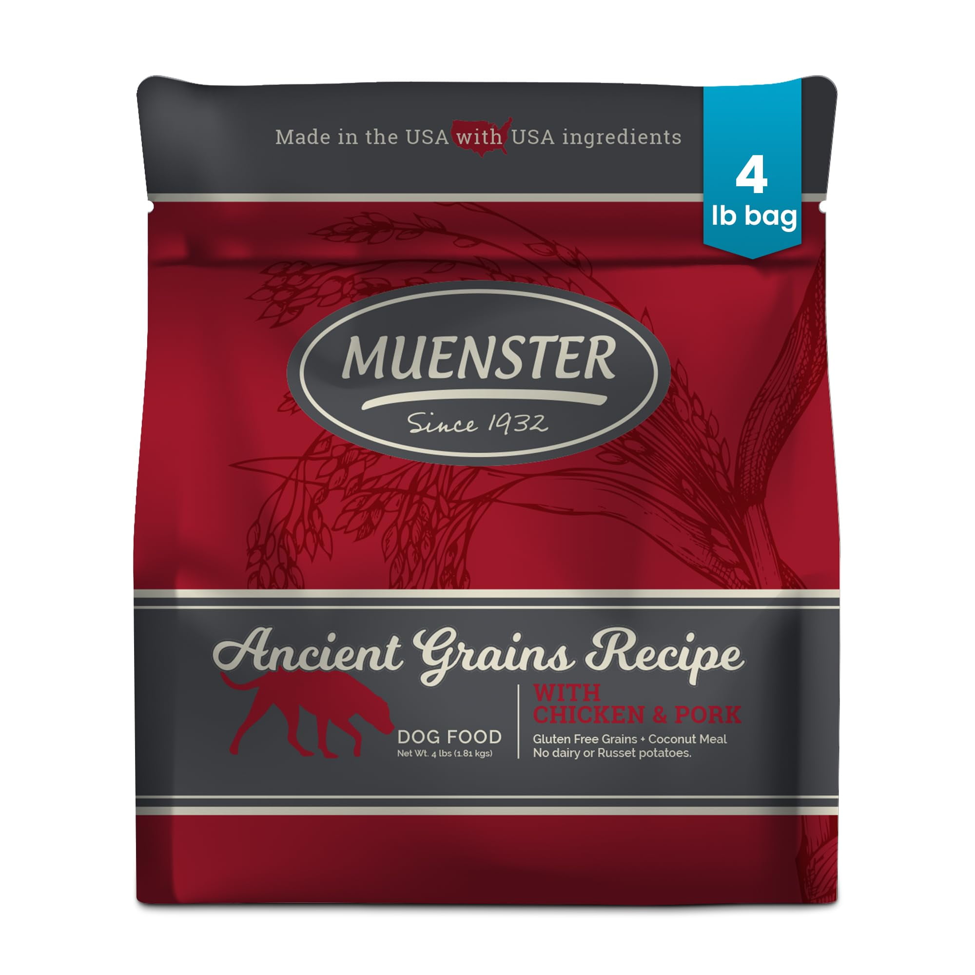 Muenster Adult Dry Dog STF9 Food, Small Breed, Large 4lb Bag Ancient