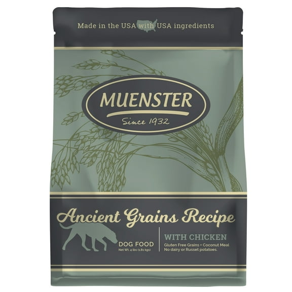 Muenster Ancient Grains Chicken Dog Food, All Life Stages, 4 lb Bag