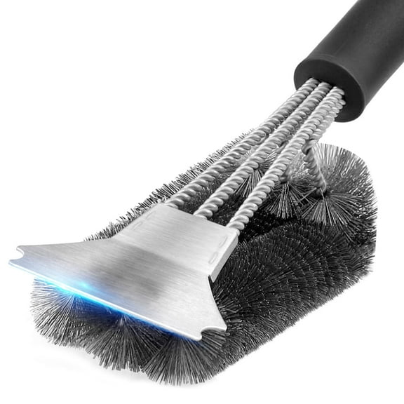 Charext Grill Brush and Scraper BBQ Brush for Grill, Safe 18" Stainless Steel Woven Wire 3 in 1 Bristles Grill Cleaning Brush