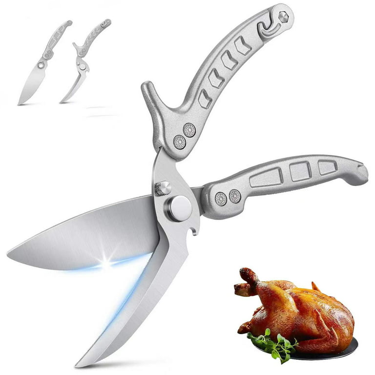 Heavy Duty Stainless Steel Poultry Shears Professional Spring-Loaded  Kitchen Scissors Cuts Meat, Chicken Bones, Fish Dishwasher