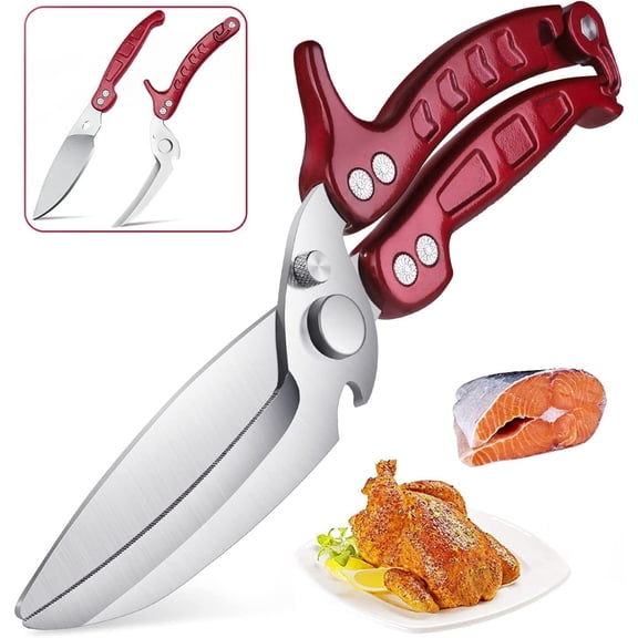 Muerk Kitchen Scissors, Kitchen Shears Household Barbecue Scissors Poultry Shears, Stainless Steel Food Cooking Scissors Ultra Sharp Utility for Chicken, Bone, Meat, Turkey, Fish Thanksgiving Christma
