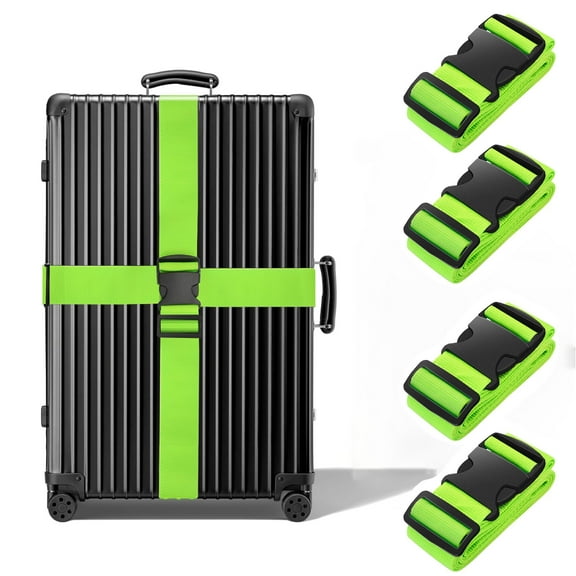 Muerk Luggage Straps Belts TSA Approved Keep Suitcase Secure While Traveling, 79" Long Add a Bag Premium Accessory for Travel Bag Closure, 4 Pack Green