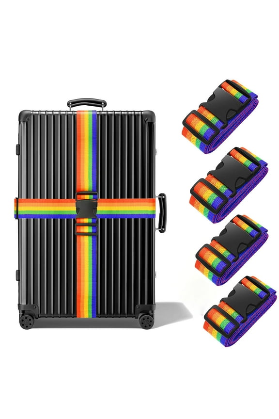 Luggage Straps Belts TSA Approved Keep Suitcase Secure While Traveling, 79" Long Add a Bag Premium Accessory for Travel Bag Closure, 4 Pack Rainbow