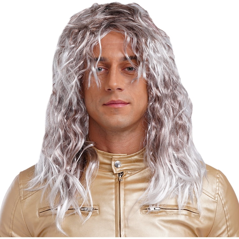 Mufeng 80s Disco Wig for Men Rocker Cosplay Wig Long Curly  display picture 1