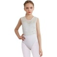 thumbnail image 1 of Mufeng Ballet Leotard for Girls Basic Sleeveless Toddler Dance Outfit Velvet Gymnastics Leotards School Dancewear White 130, 1 of 7